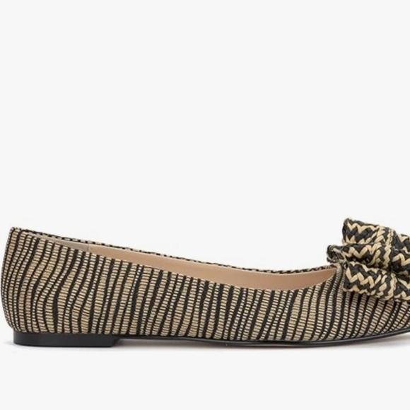 🖤🔹️Jessica Simpson🔹️ Black/natural Whirzle Bow Ballet Flats - Picture 5 of 7